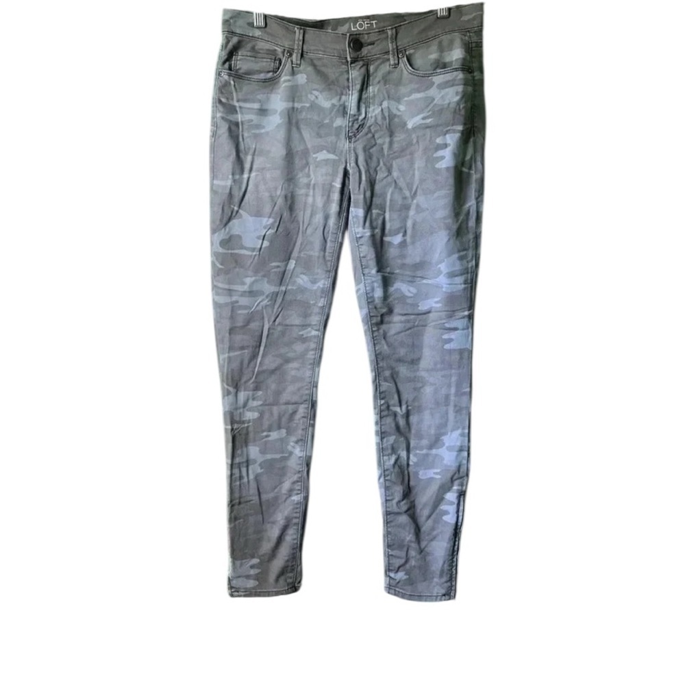 LOFT Camo Skinny Ankle Pants Women 6 Sage Green